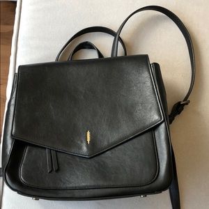 Thacker black leather backpack